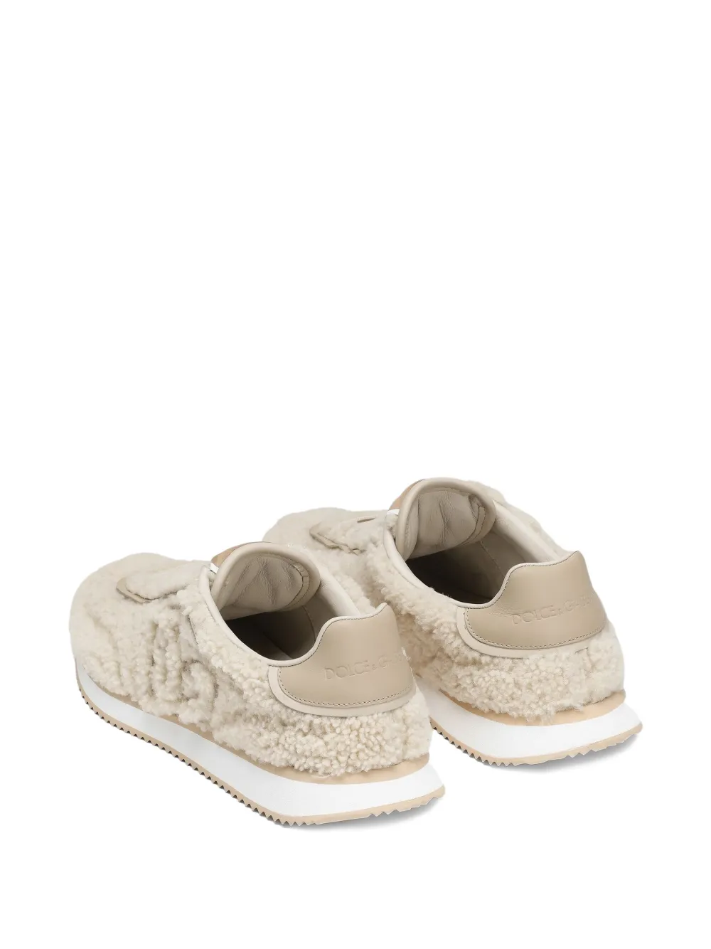 Dolce & Gabbana Dg Cushion Sheepskin Sneakers In Neutral