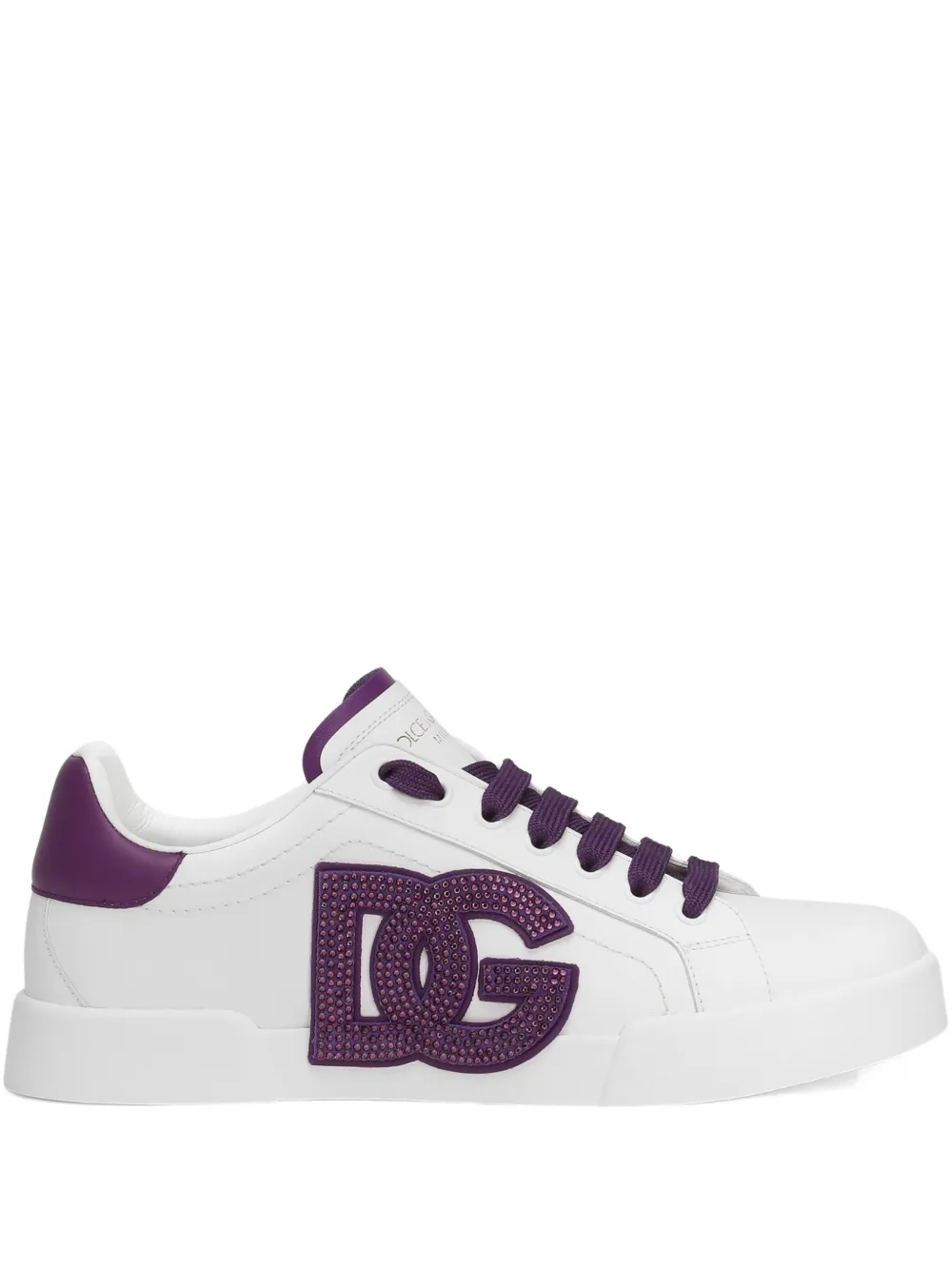 crystal-embellished leather sneakers