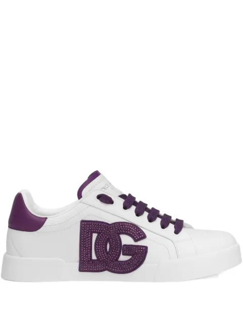 Dolce & Gabbana crystal-embellished leather sneakers