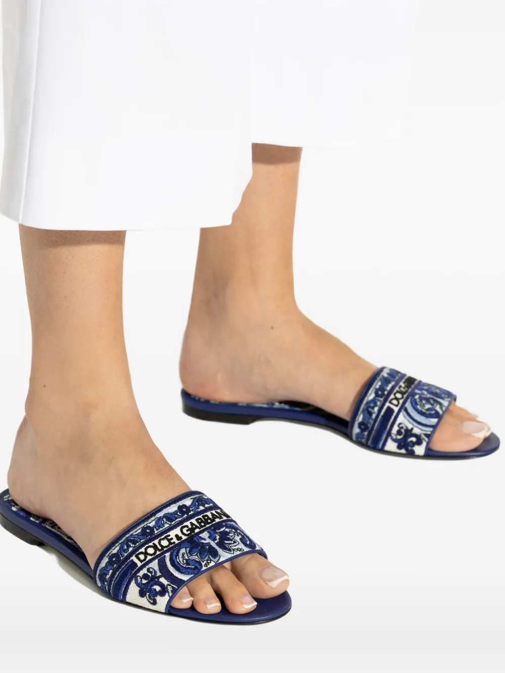 Dolce 
Gabbana embroidered slides Blue