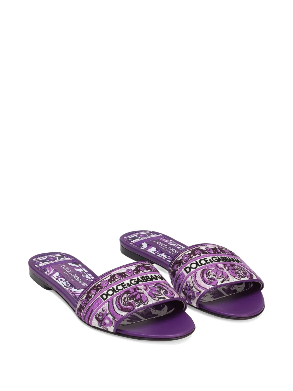 Dolce & Gabbana Majolica-pattern slides Purple