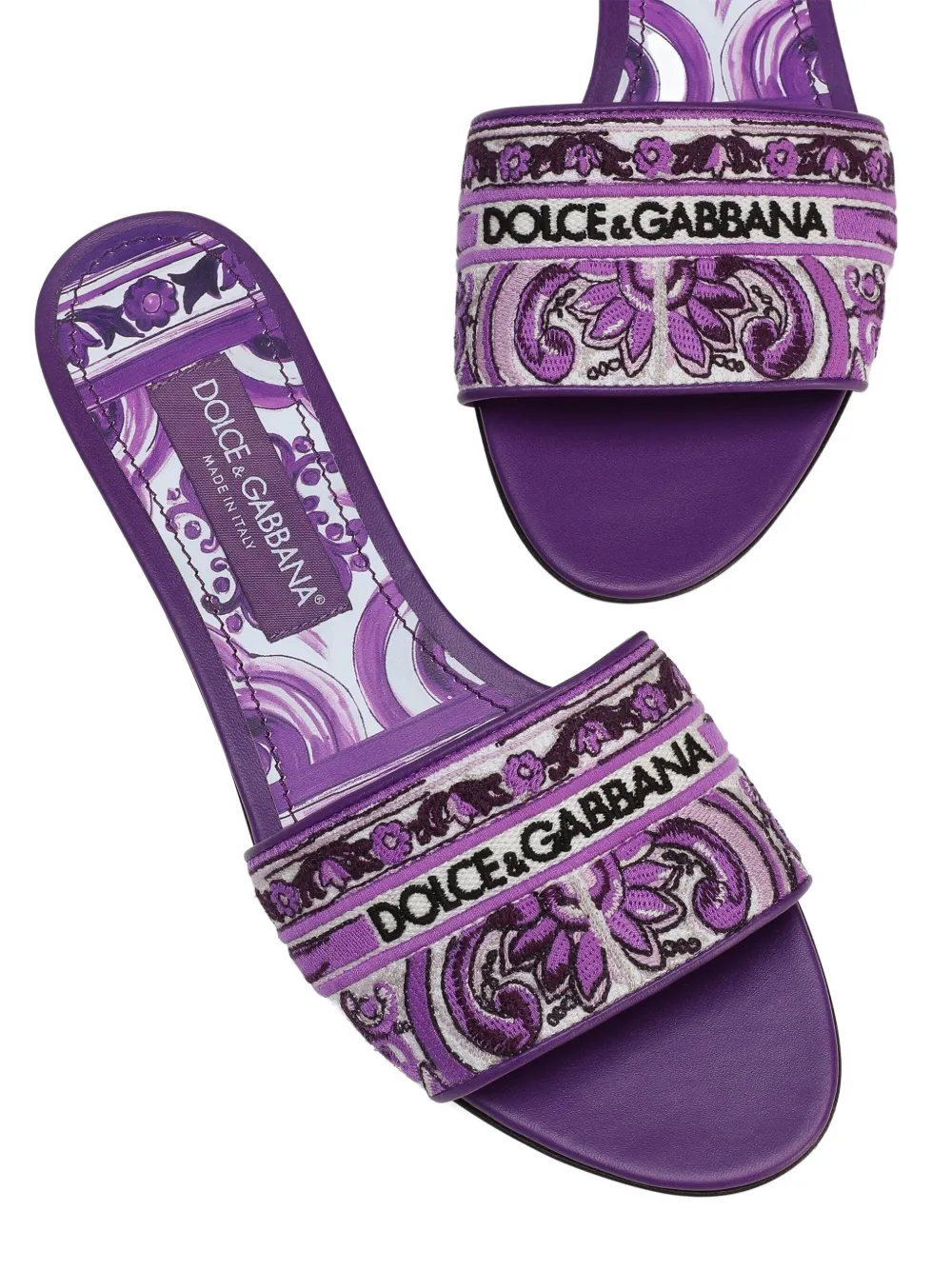 Dolce & Gabbana Majolica-pattern slides Purple