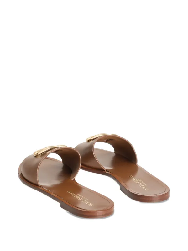 Dolce & Gabbana Leather Slippers | Brown | FARFETCH
