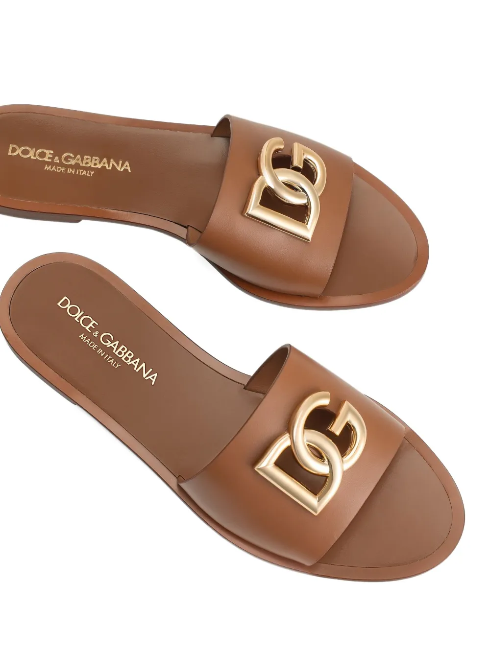 Dolce & Gabbana leather slippers Brown