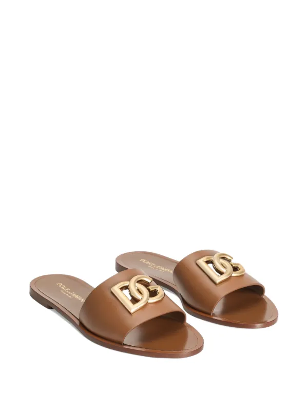 Dolce & Gabbana Leather Slippers | Brown | FARFETCH CA