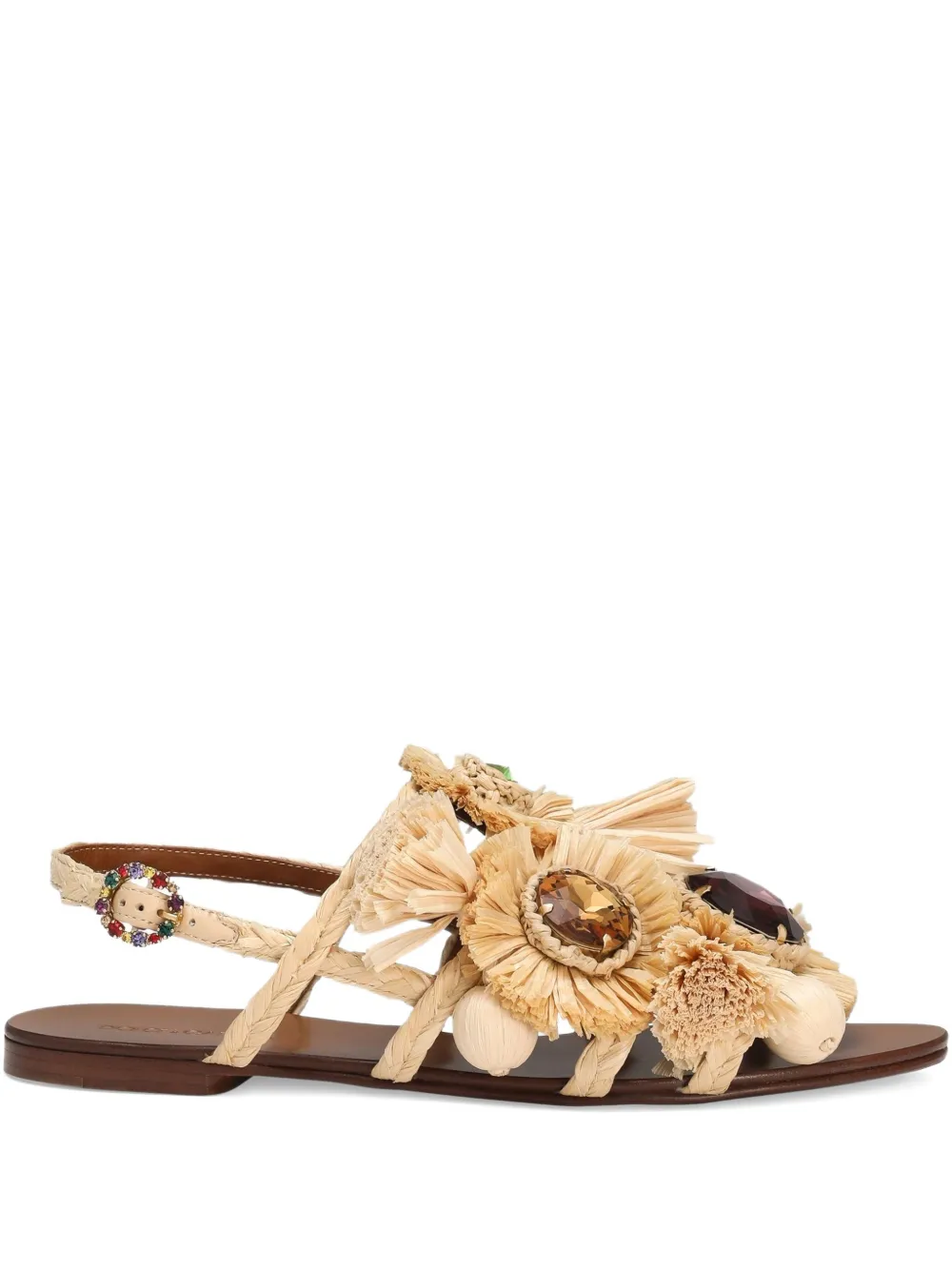 Dolce & Gabbana embellished raffia sandals Neutrals
