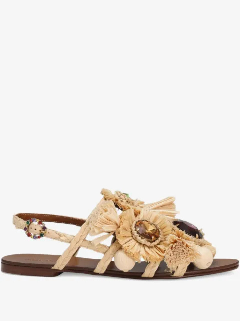 Dolce & Gabbana embellished raffia flat sandals