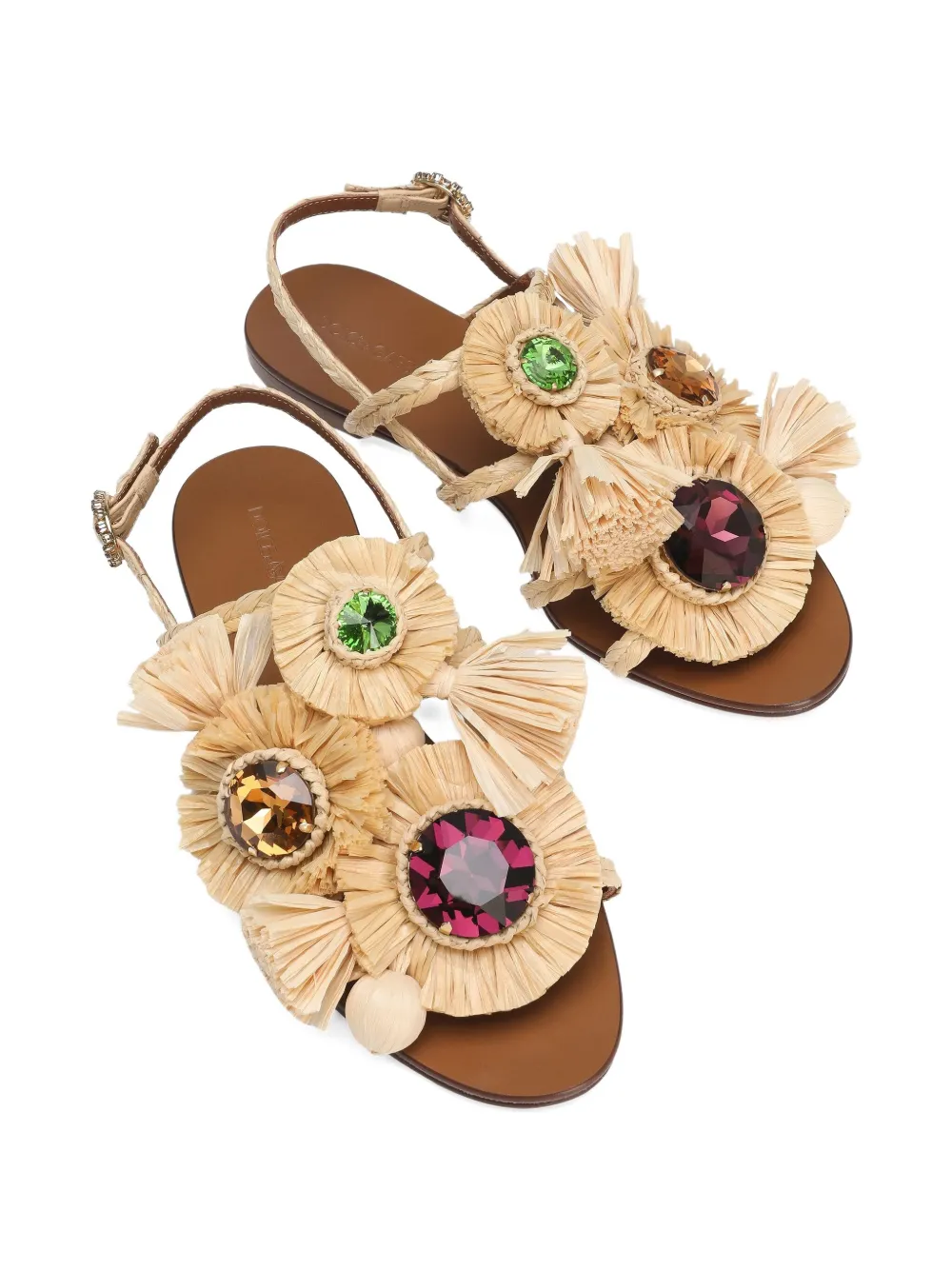 Dolce & Gabbana Verfraaide raffia sandalen Beige