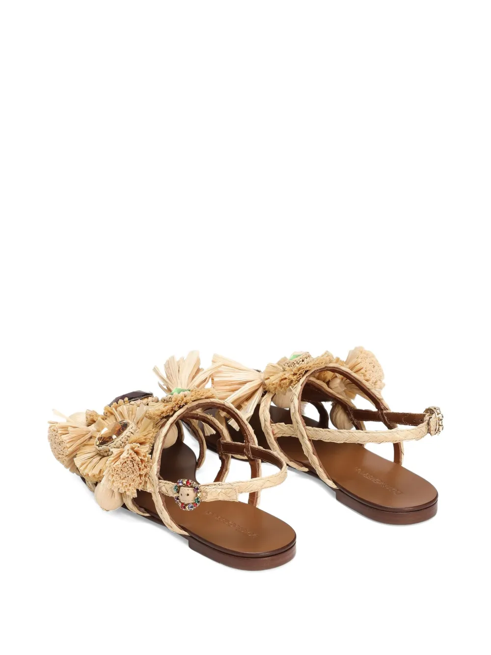 Dolce & Gabbana Verfraaide raffia sandalen Beige