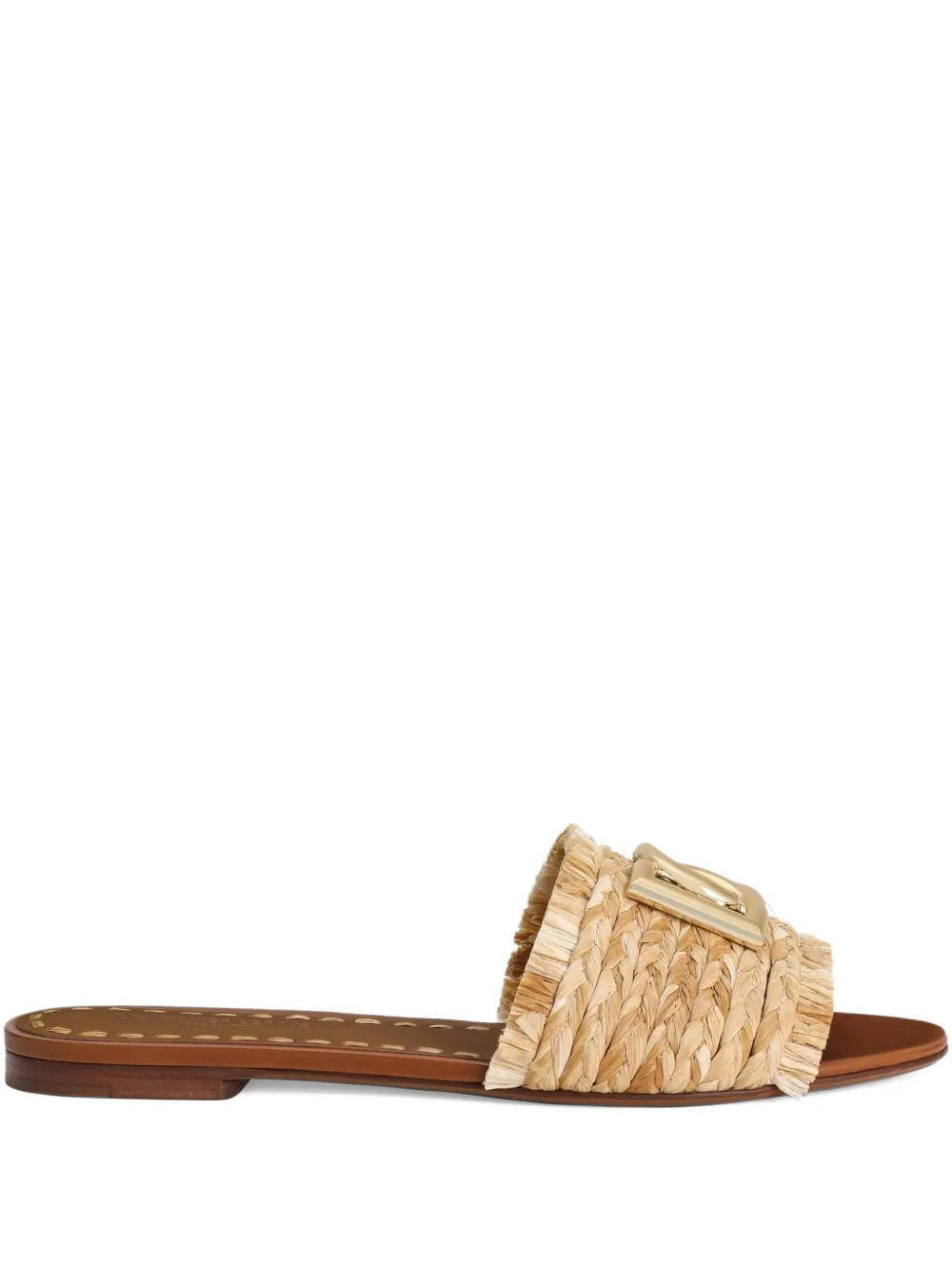 Dolce & Gabbana woven-raffia flat sandals Neutrals