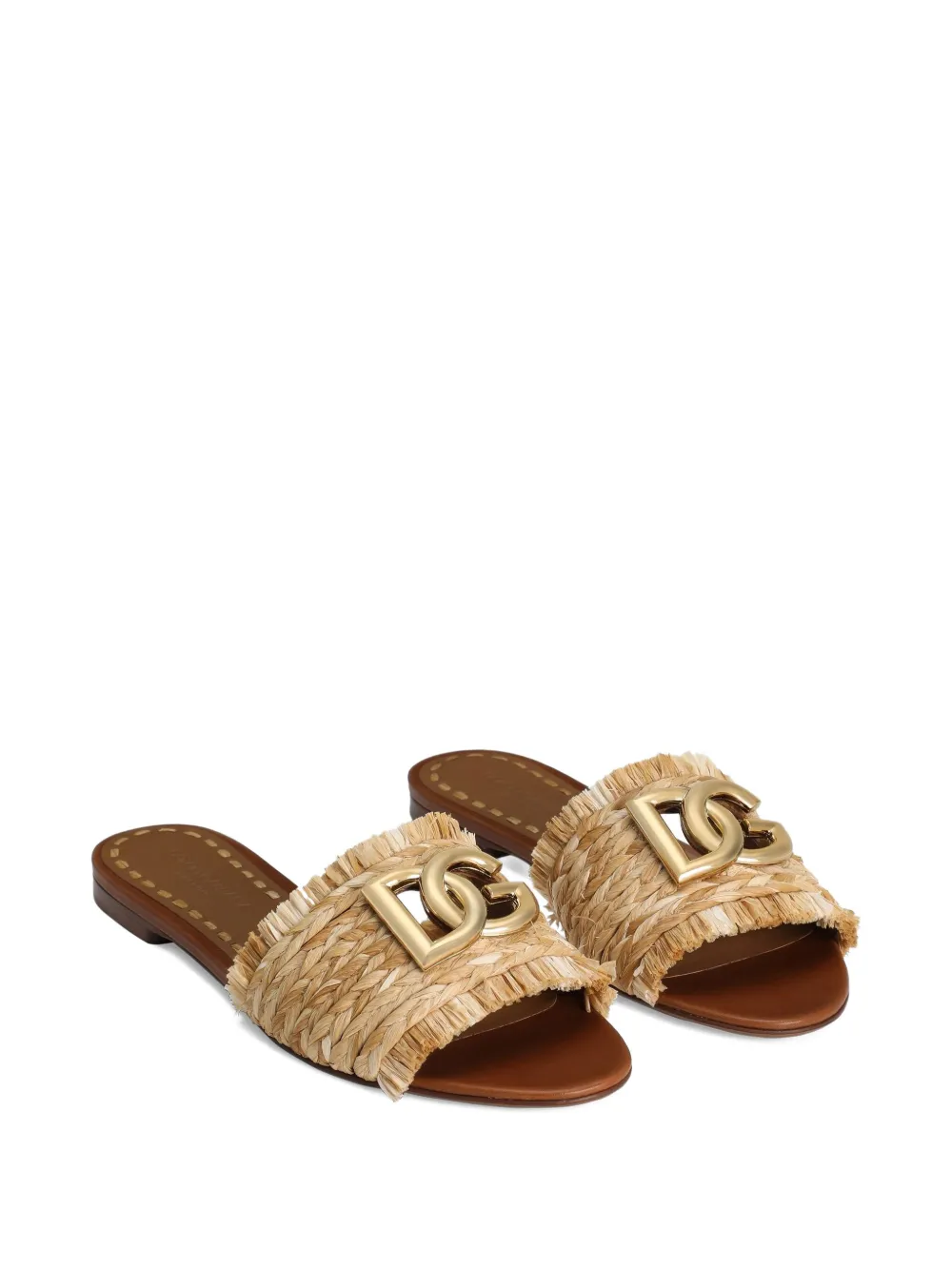 Dolce & Gabbana woven-raffia flat sandals Neutrals
