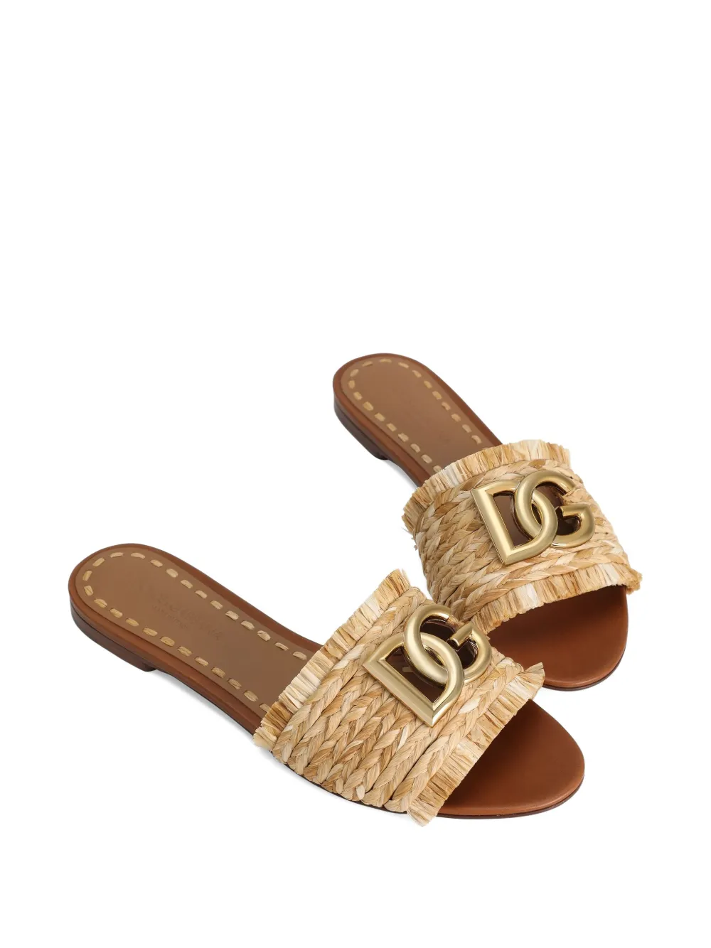 Dolce & Gabbana woven-raffia flat sandals Neutrals