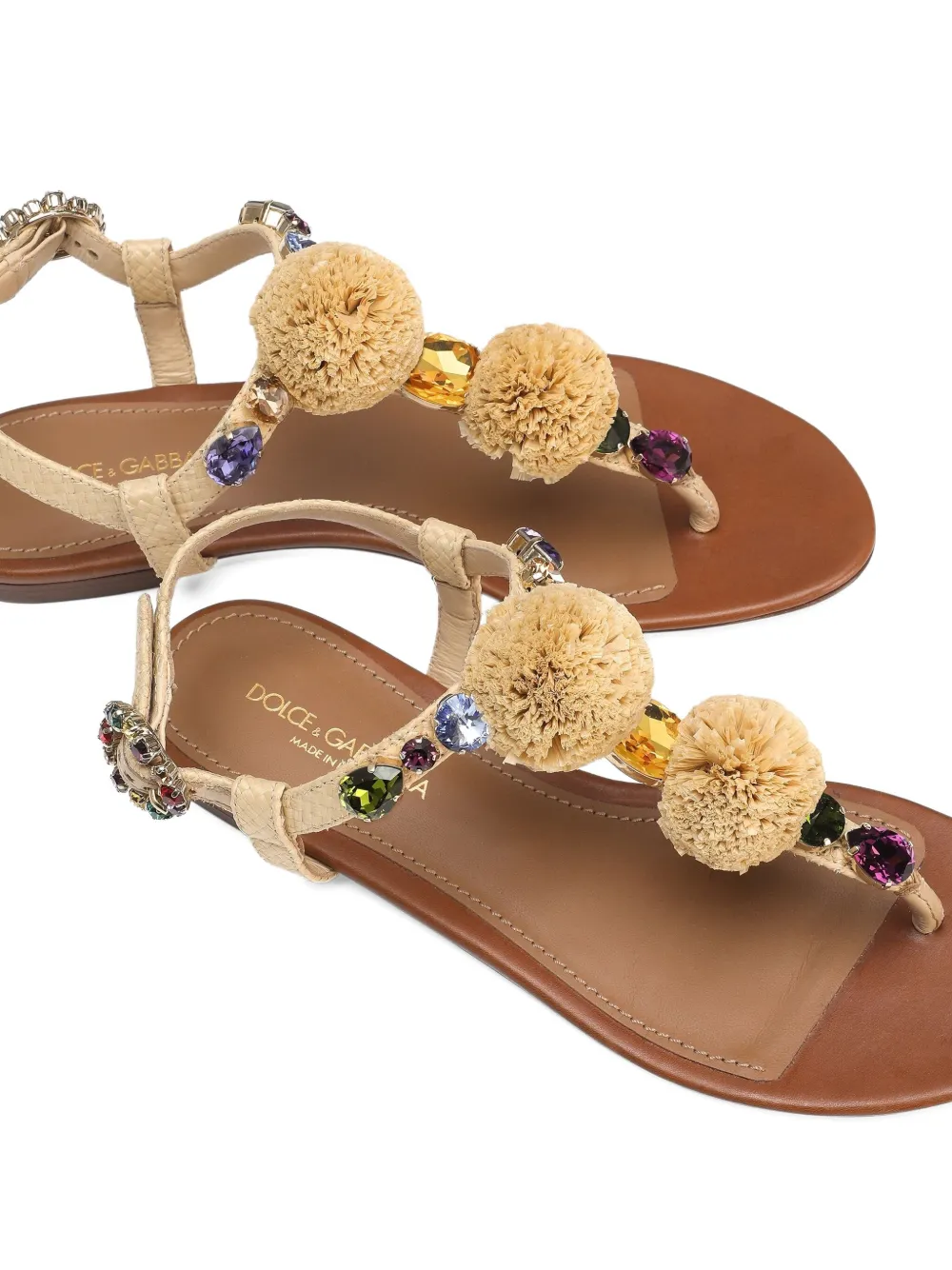 Dolce & Gabbana pompom-detail sandals Neutrals