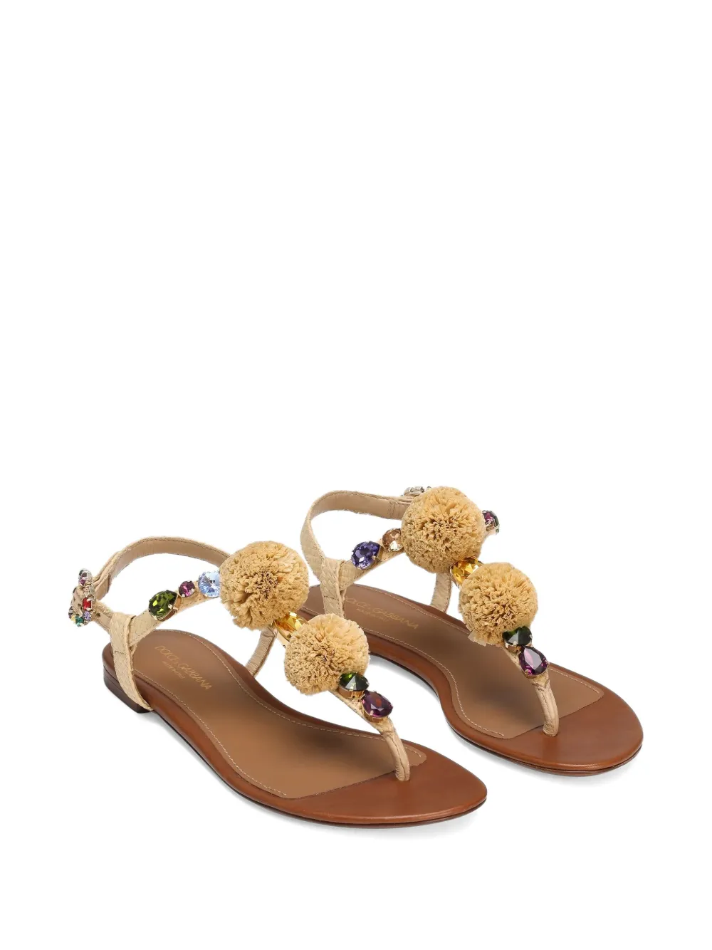 Dolce & Gabbana pompom-detail sandals Neutrals