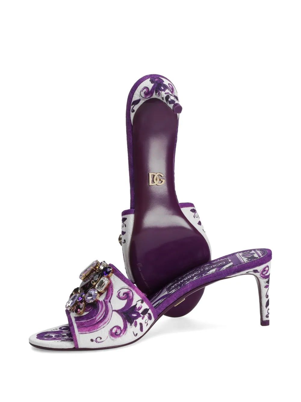 Dolce & Gabbana 60mm Majolica-print mules White