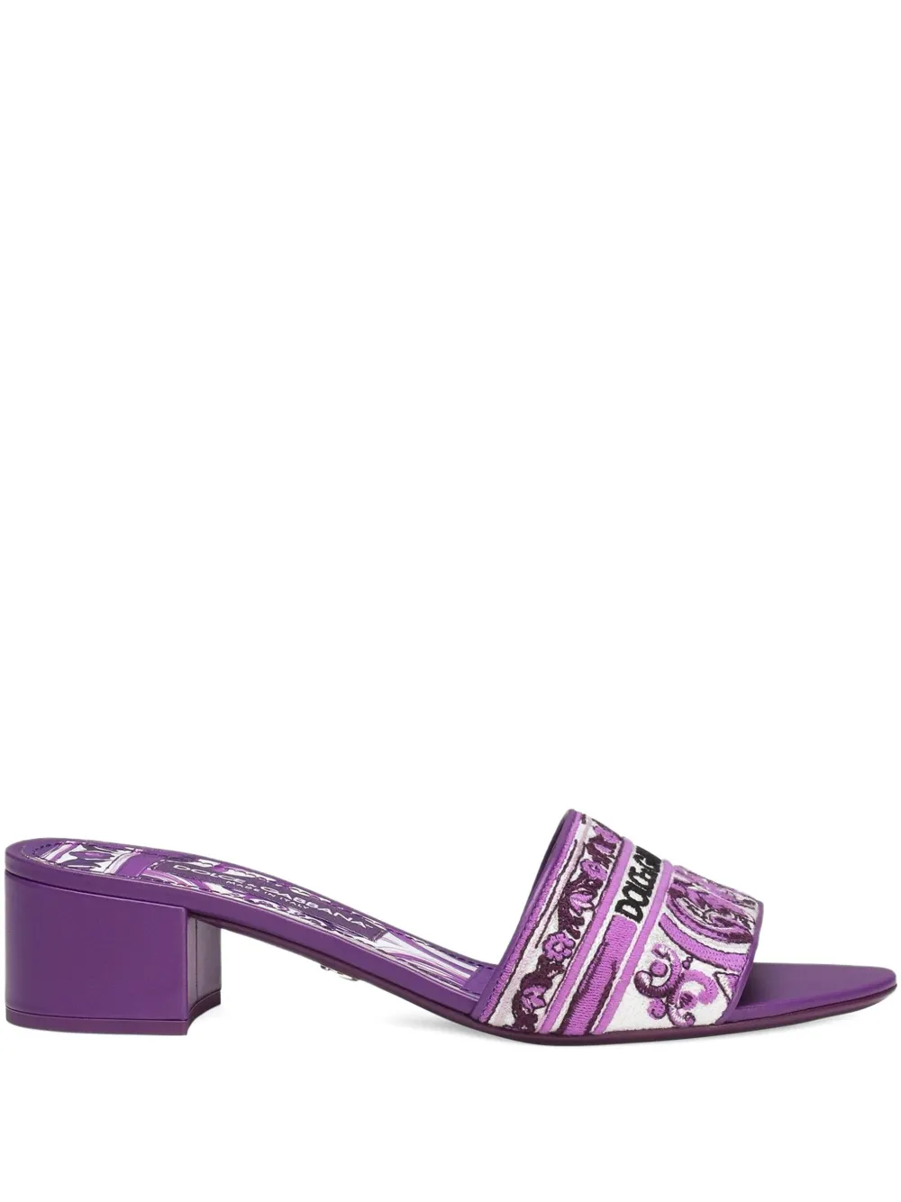 Dolce & Gabbana 40mm Majolica-jacquard mules Purple