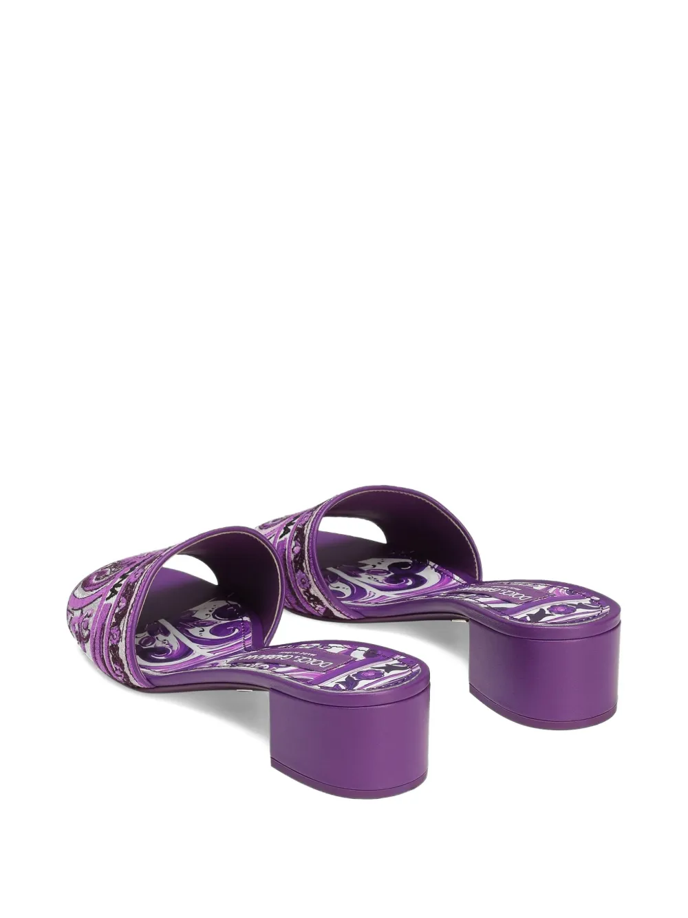Dolce & Gabbana 40mm Majolica-jacquard mules Purple