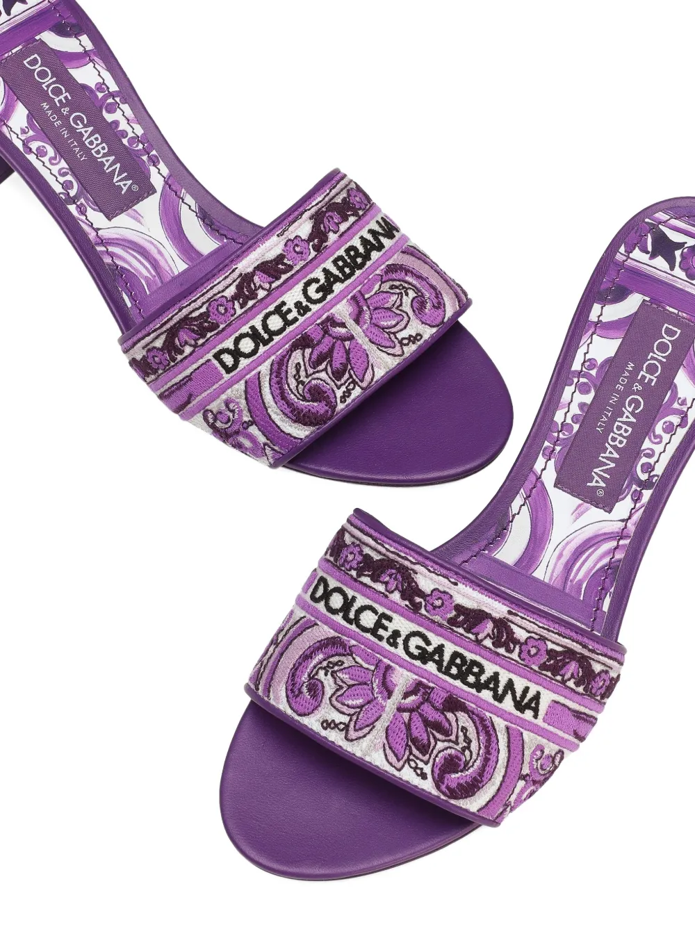 Dolce & Gabbana 40mm Majolica-jacquard mules Purple