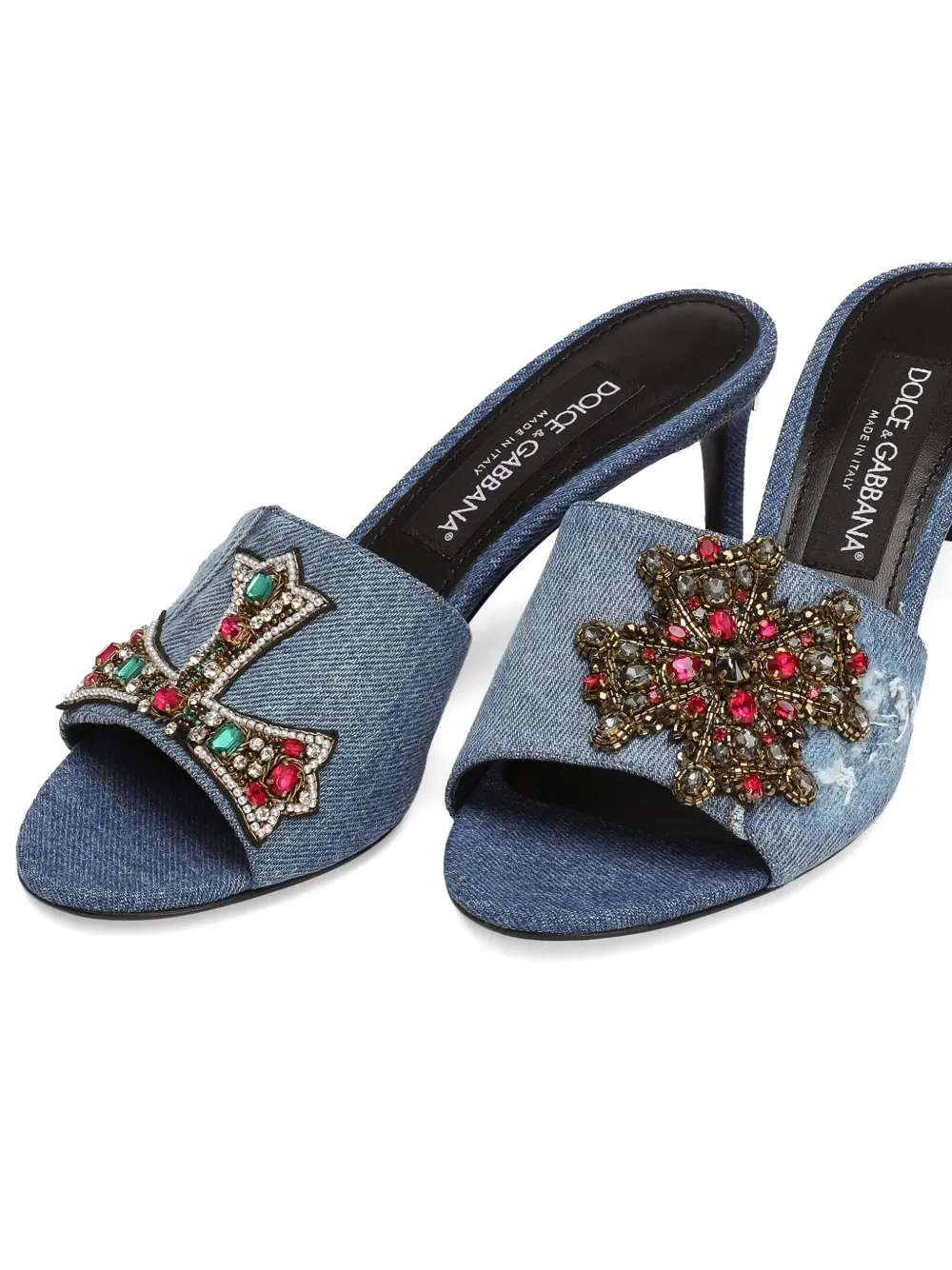 Dolce & Gabbana 60mm embroidered denim mules Blue