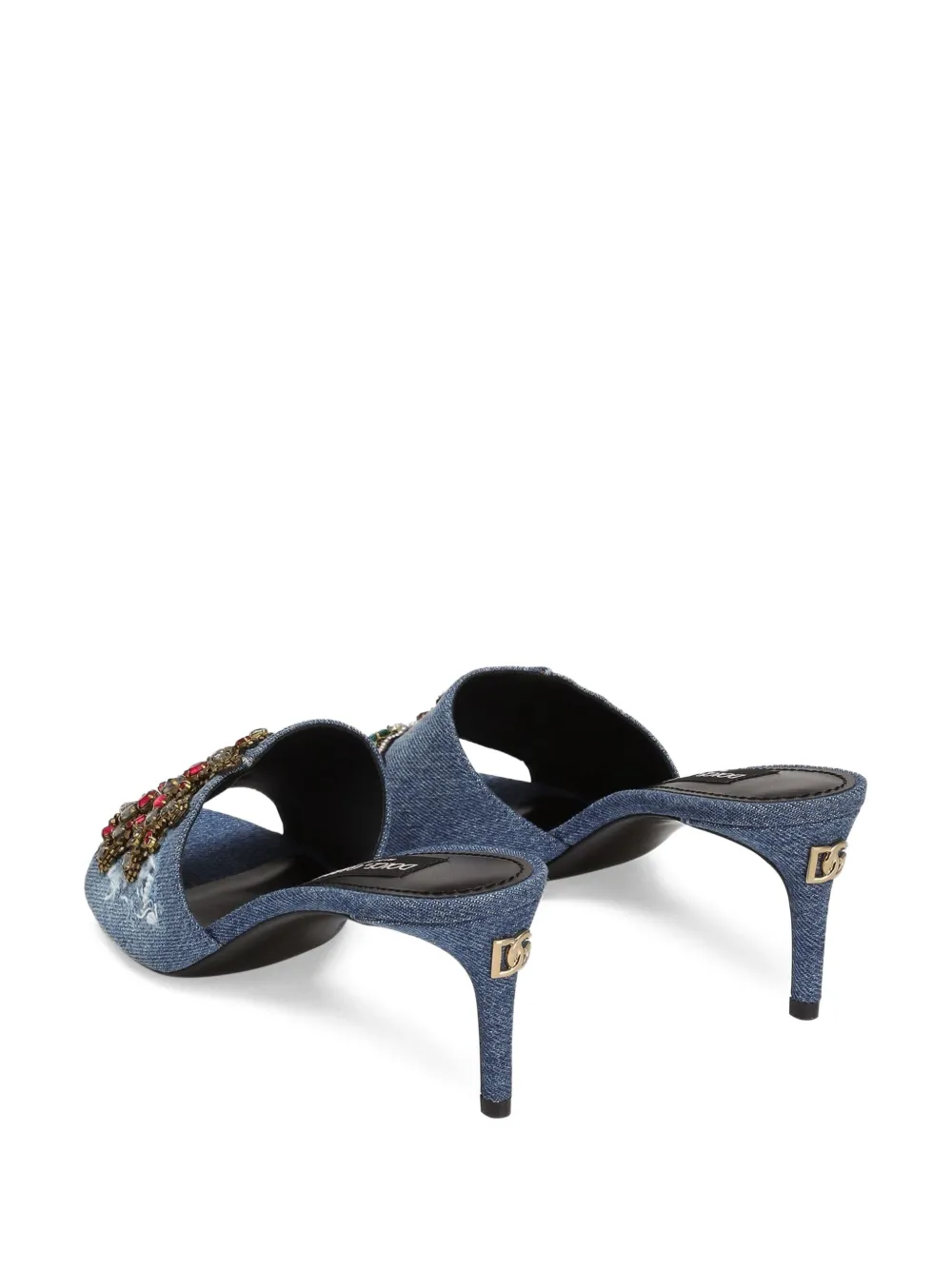 Dolce & Gabbana 60mm embroidered denim mules Blue