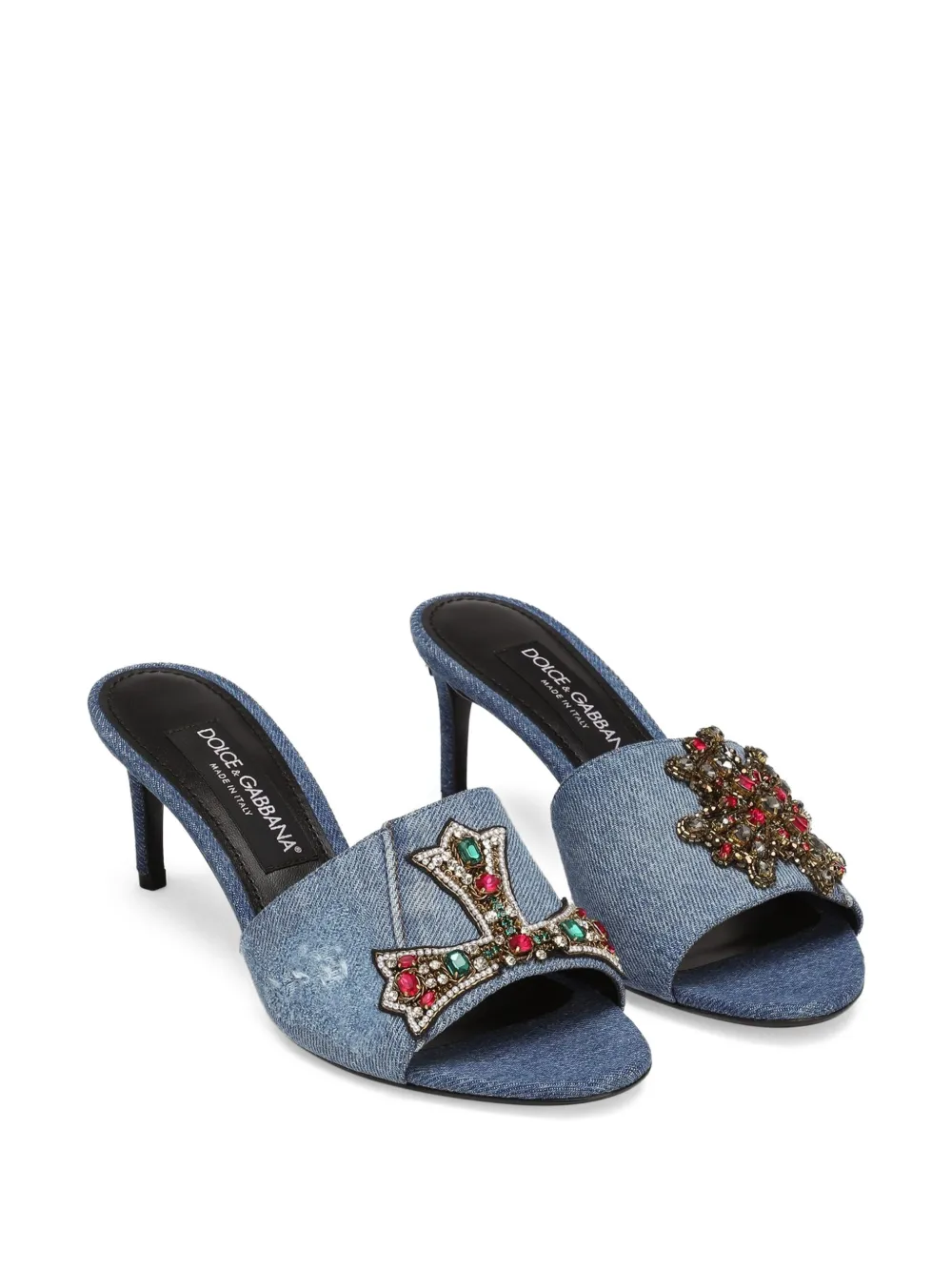 Dolce & Gabbana 60mm embroidered denim mules | Heeled Mules | Image 2