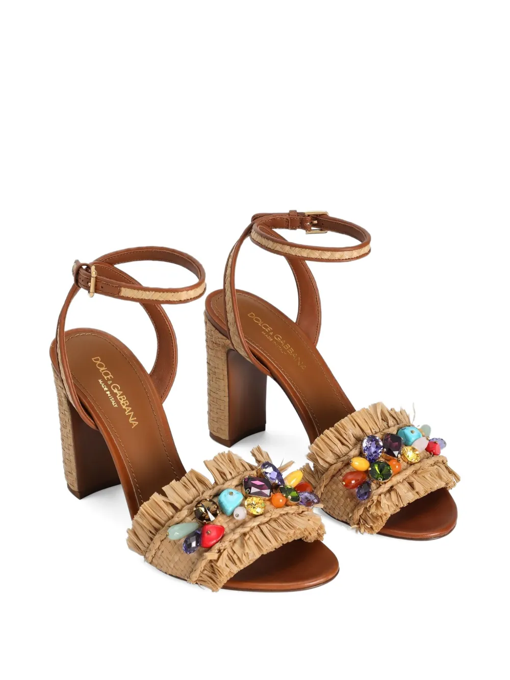 Dolce & Gabbana 90mm fringe-detail sandals Neutrals