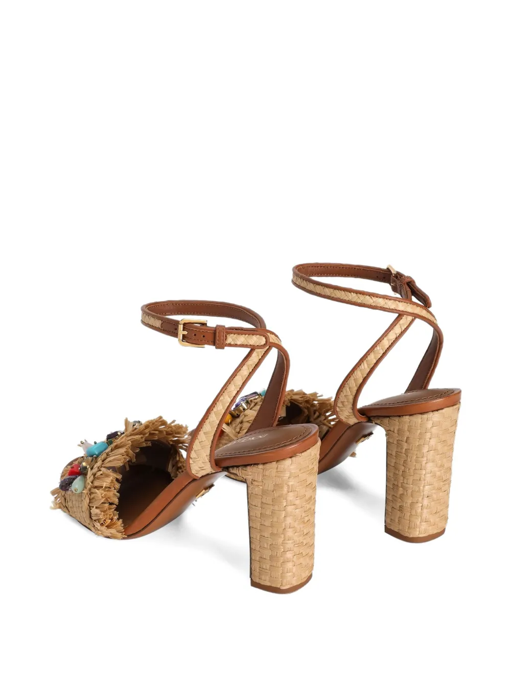 Dolce & Gabbana 90mm fringe-detail sandals Neutrals