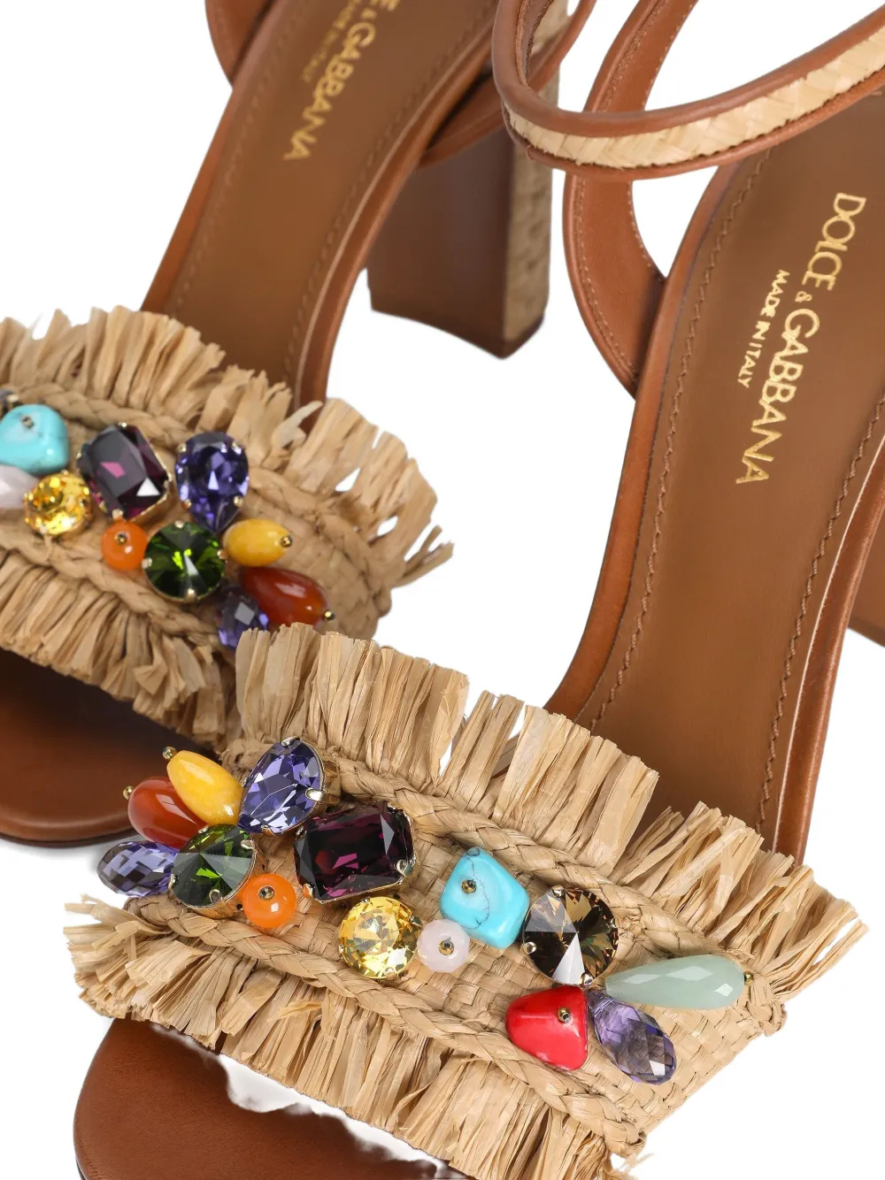 Dolce & Gabbana 90mm fringe-detail sandals Neutrals