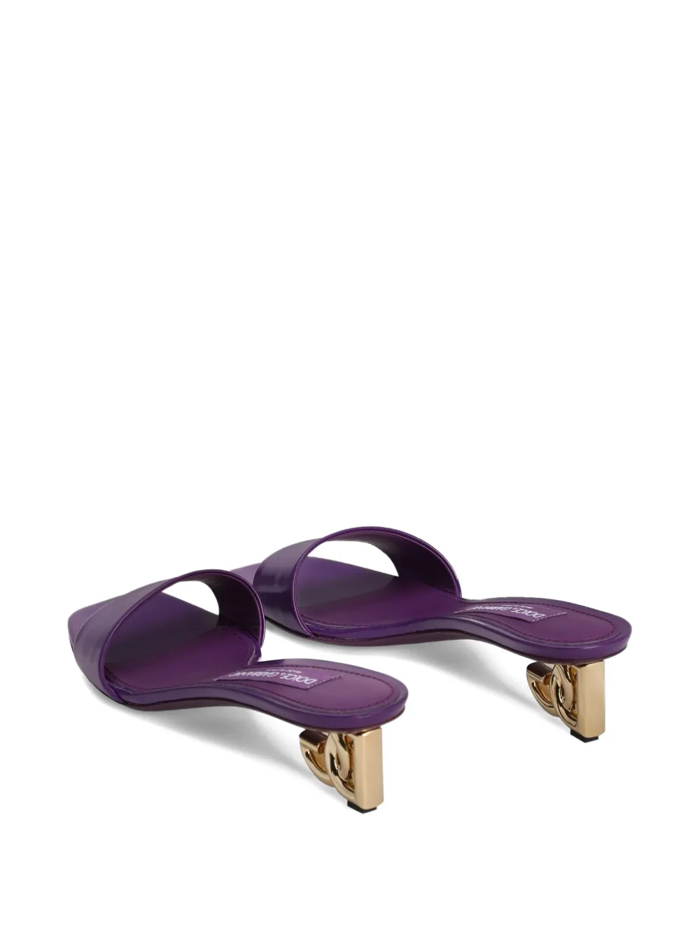 Dolce & Gabbana 40mm Logo-plaque Heeled Sandals In Purple