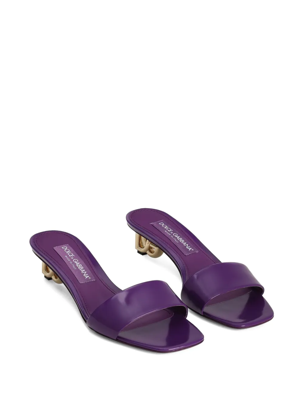 Dolce & Gabbana 40mm Logo-plaque Heeled Sandals In Purple