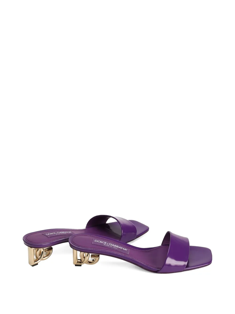 Dolce & Gabbana 40mm Logo-plaque Heeled Sandals In Purple