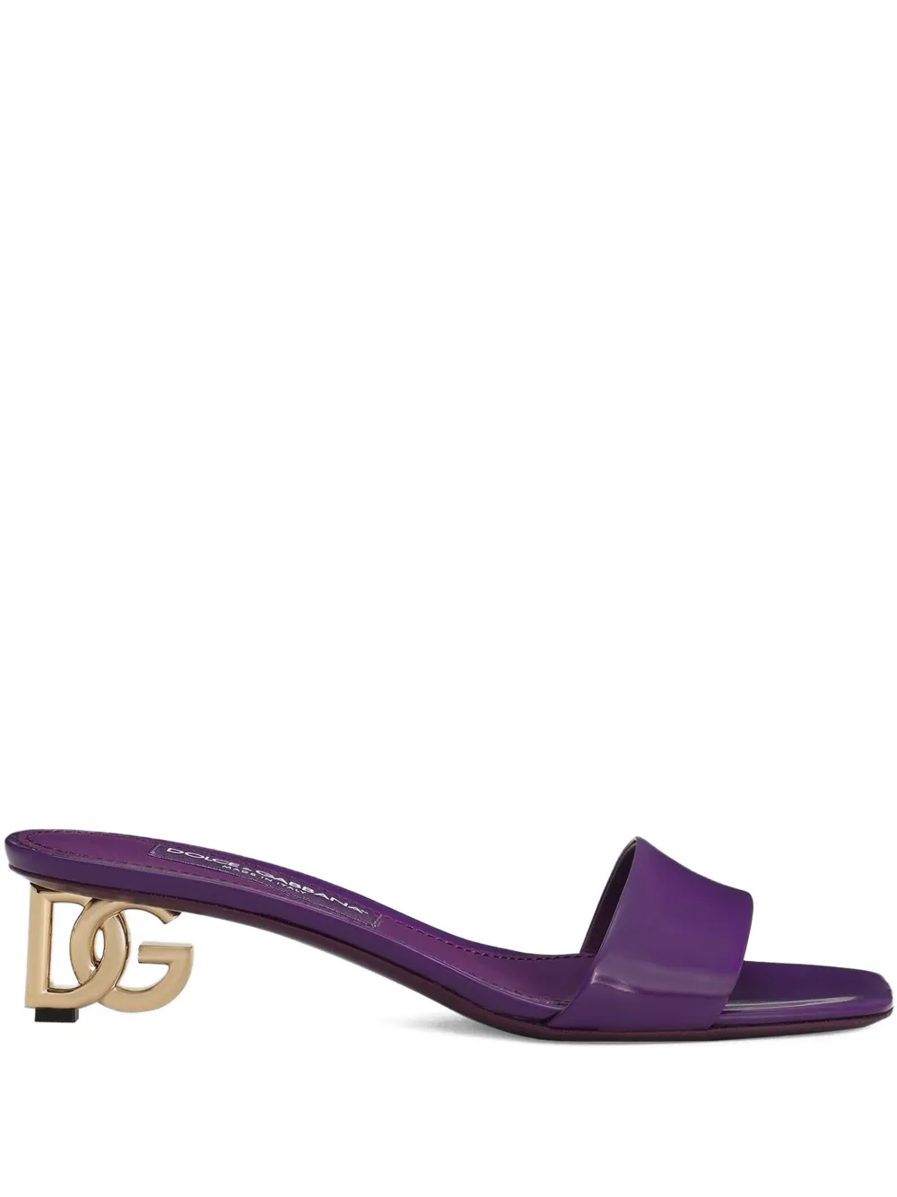 Dolce & Gabbana 40mm logo-plaque heeled sandals Purple