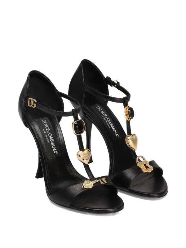 Dolce & Gabbana 105mm Embellished t-bar Sandals | Black | FARFETCH