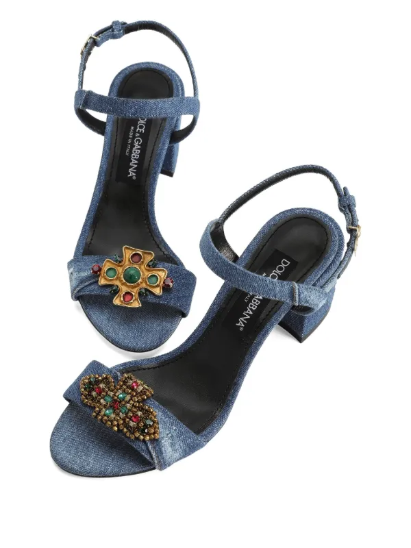 Dolce & Gabbana ブロックヒール デニムサンダル 60mm | ブルー
