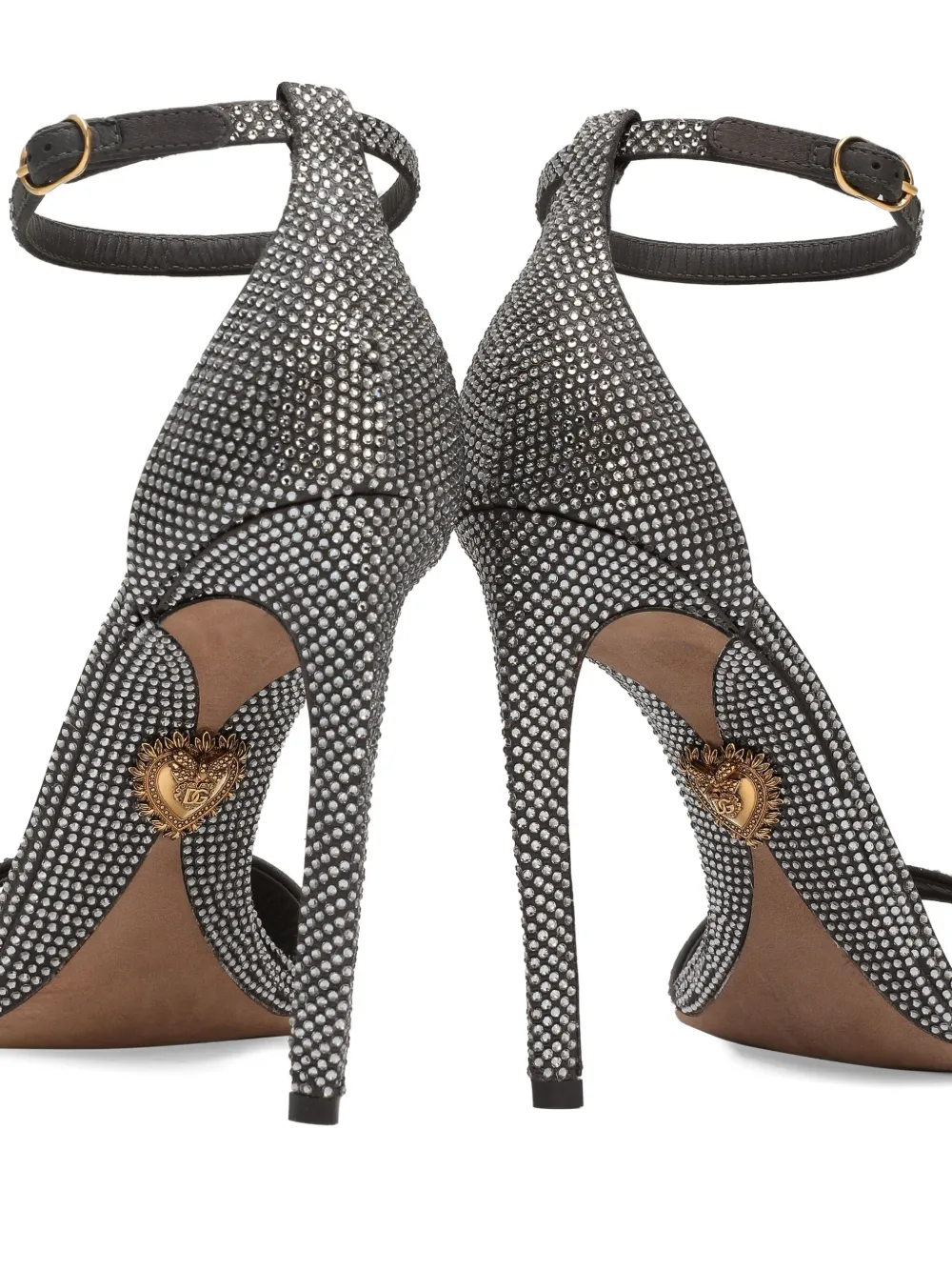 Dolce & Gabbana 105mm rhinestone-embellished ankle-strap sandals Silver