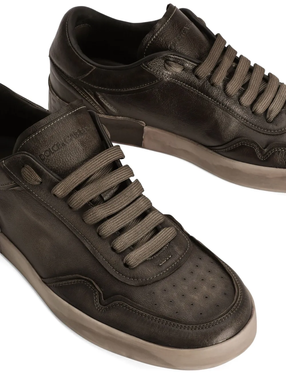 Dolce & Gabbana Portofino leren sneakers Bruin