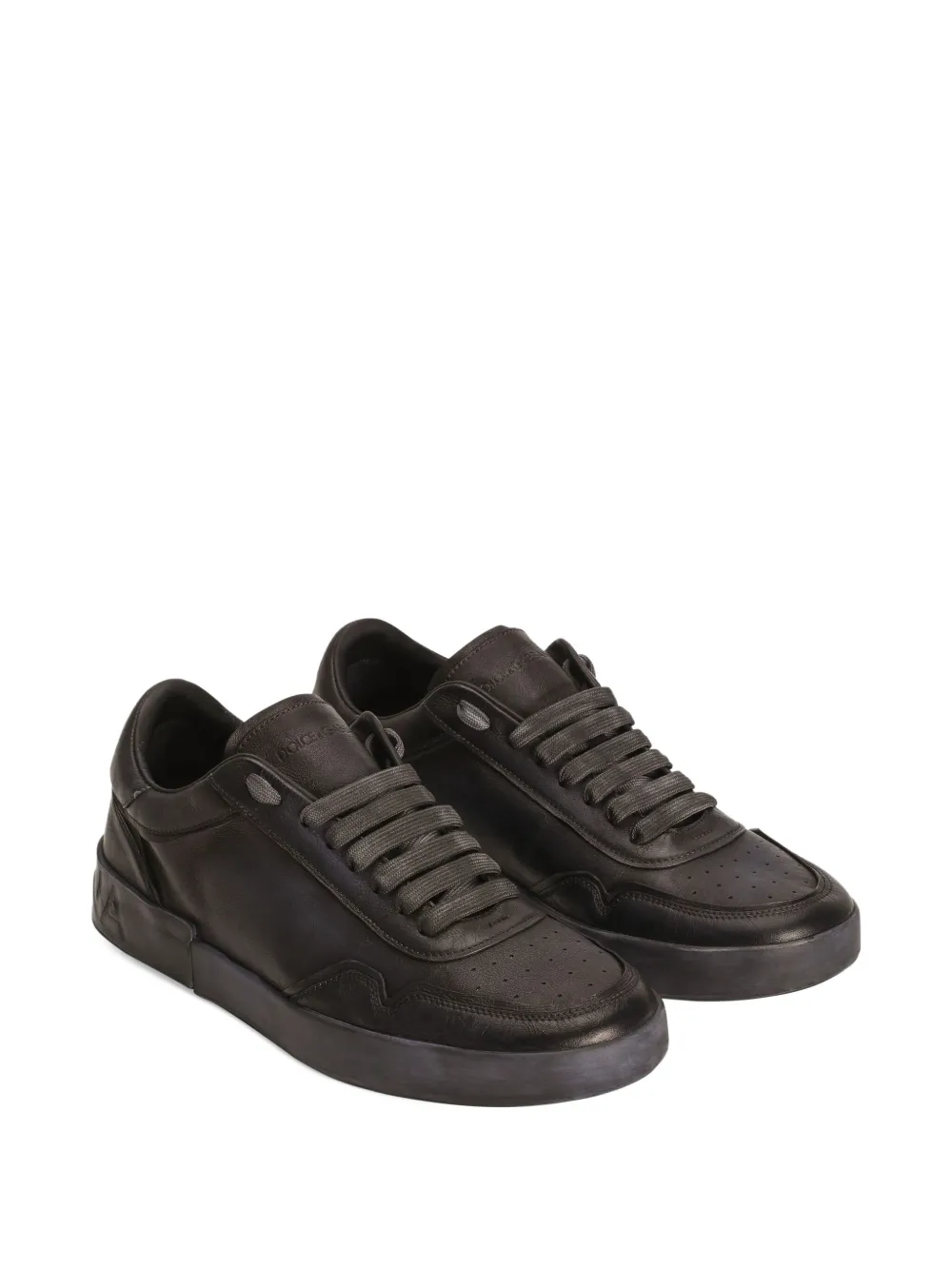 Dolce & Gabbana Portofino leather lace-up sneakers Black