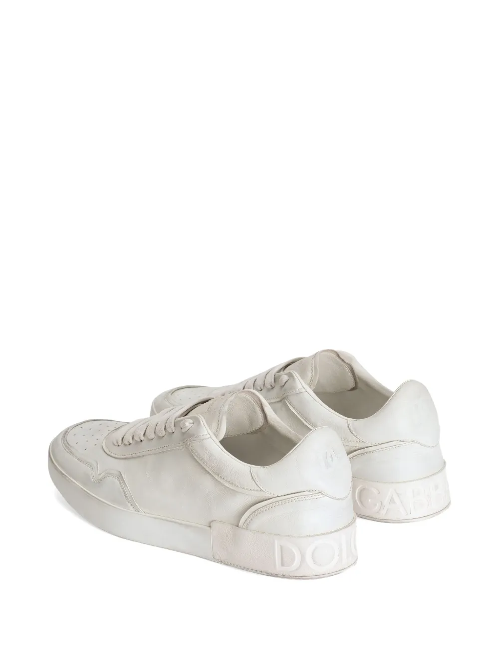 Dolce & Gabbana Portofino leather lace-up trainers White