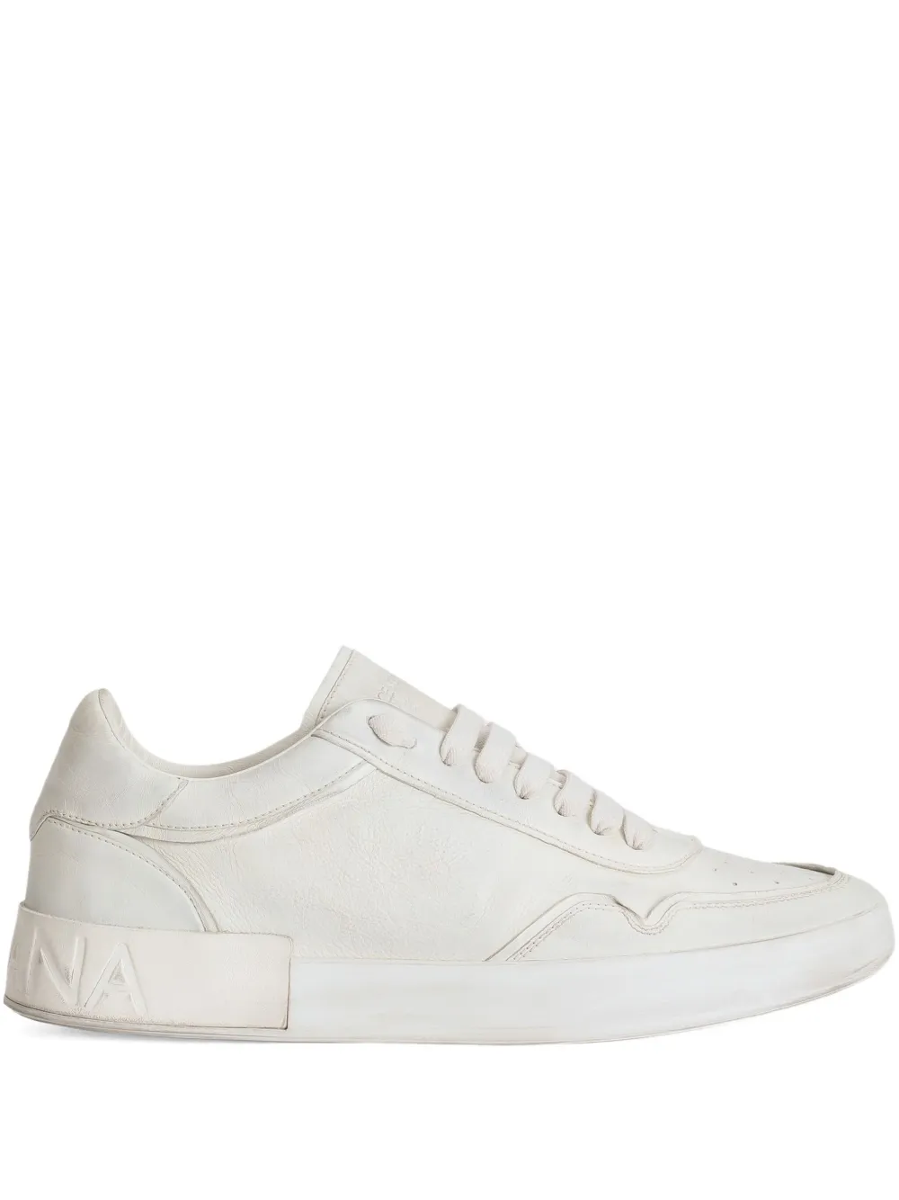 Dolce & Gabbana Portofino leather lace-up trainers White