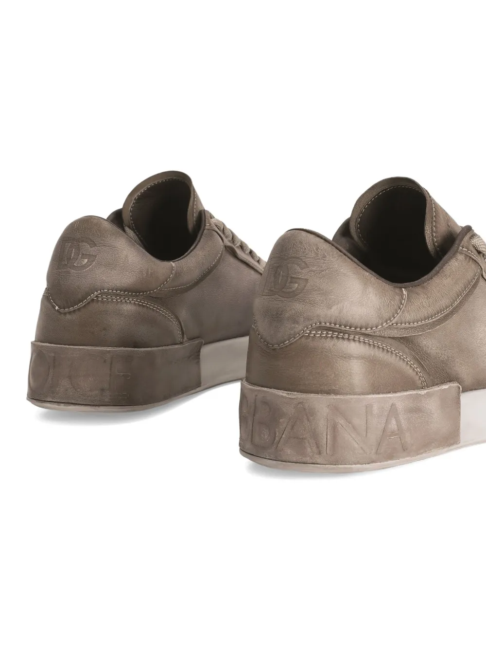 Dolce & Gabbana Portofino leather lace-up trainers Grey