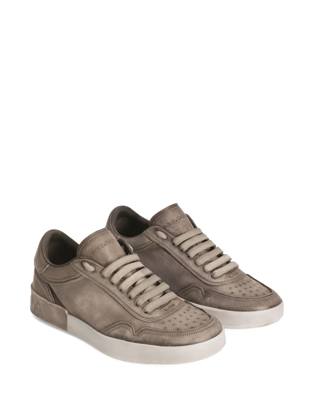 Dolce & Gabbana Portofino leather lace-up trainers Grey