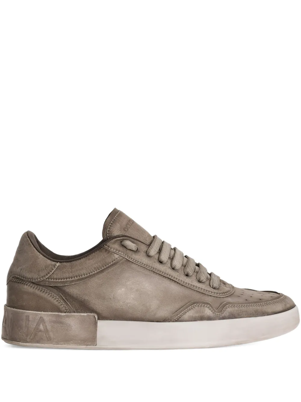 Dolce & Gabbana Portofino leather lace-up trainers Grey