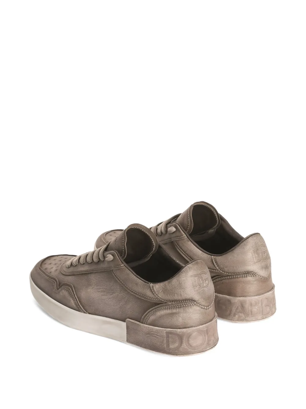 Dolce & Gabbana Portofino leather lace-up trainers Grey