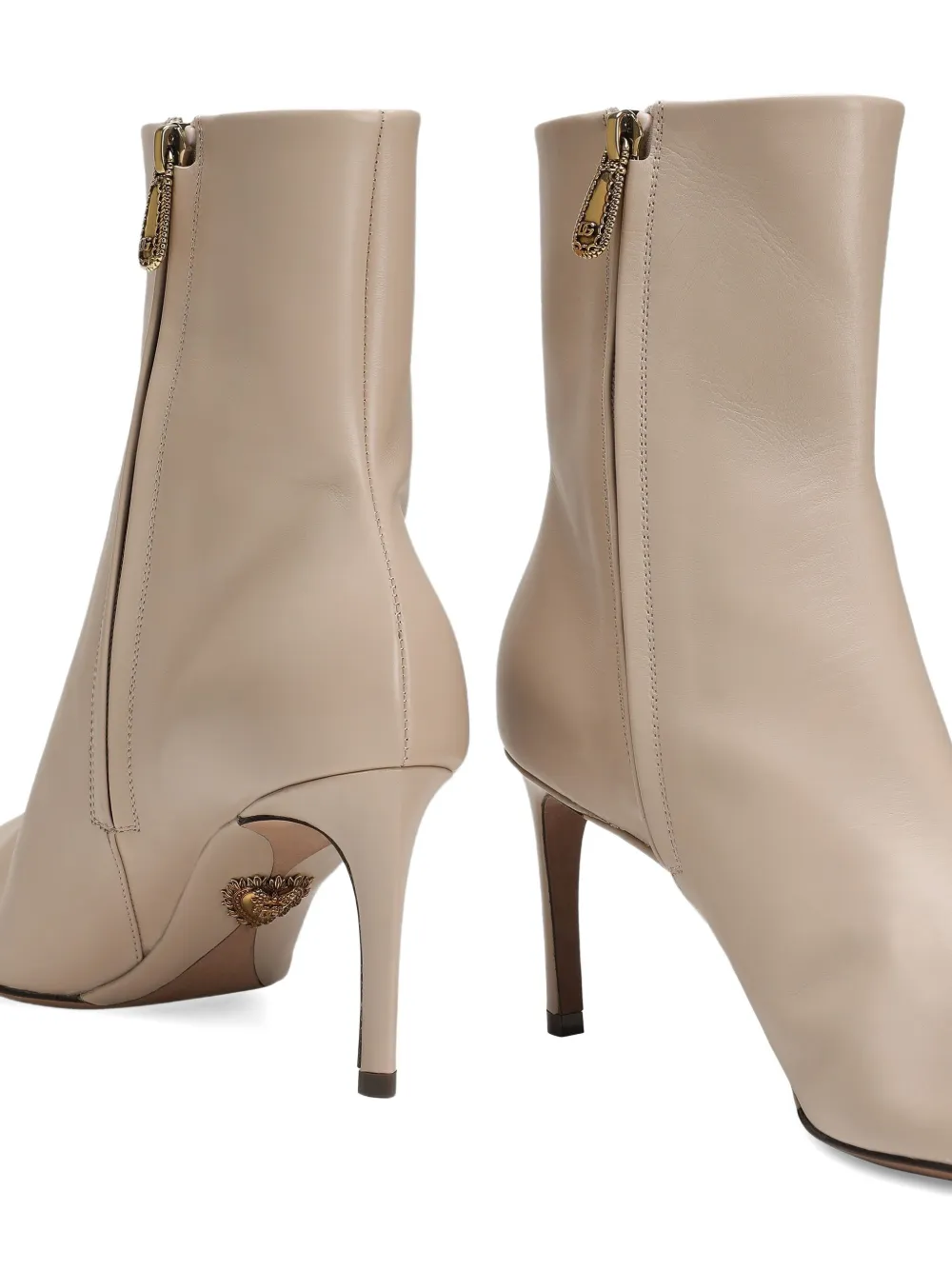 Dolce & Gabbana 75mm Pointed-toe Zip Boots In Neutral