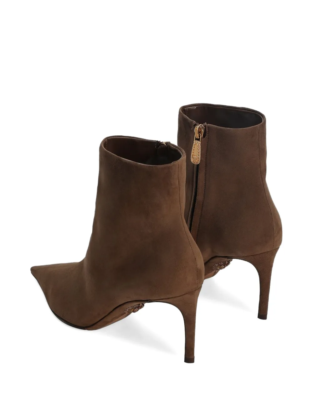 Dolce & Gabbana 75mm Devotion pointed-toe ankle boots Brown