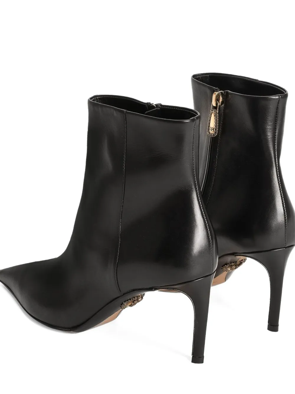 Dolce & Gabbana 75mm Devotion Pointed-toe Ankle Boots In Black