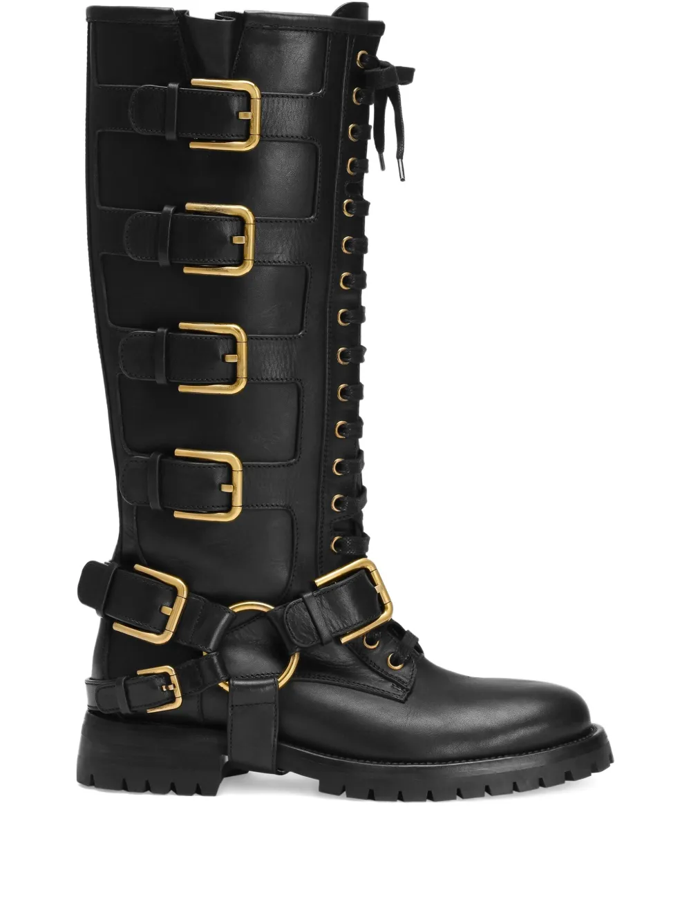 buckle-embellished knee-high boots