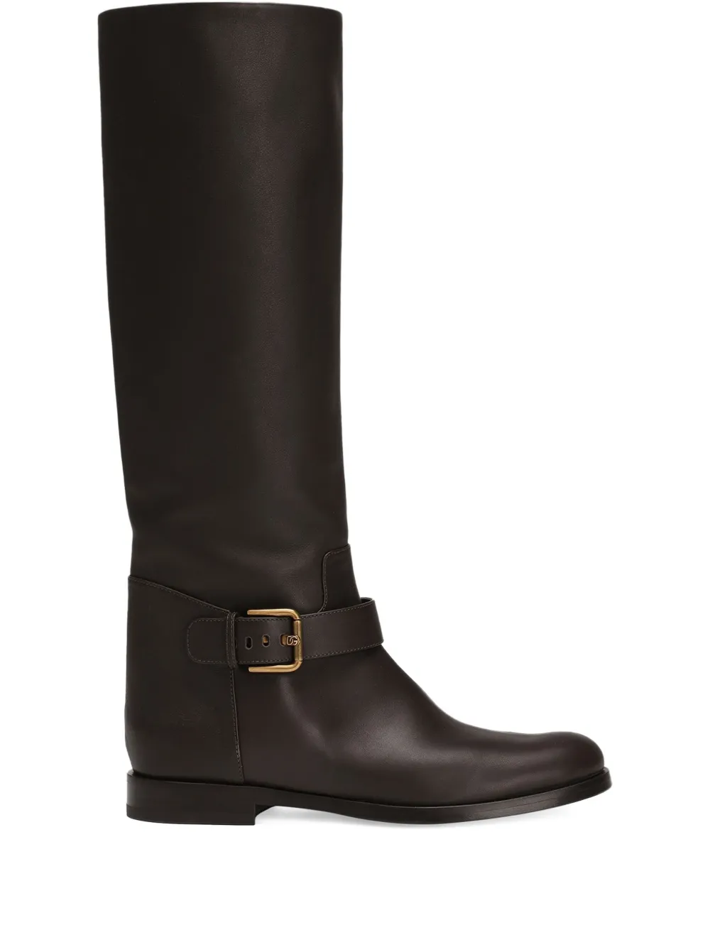 Dolce & Gabbana buckle-strap leather boots Brown