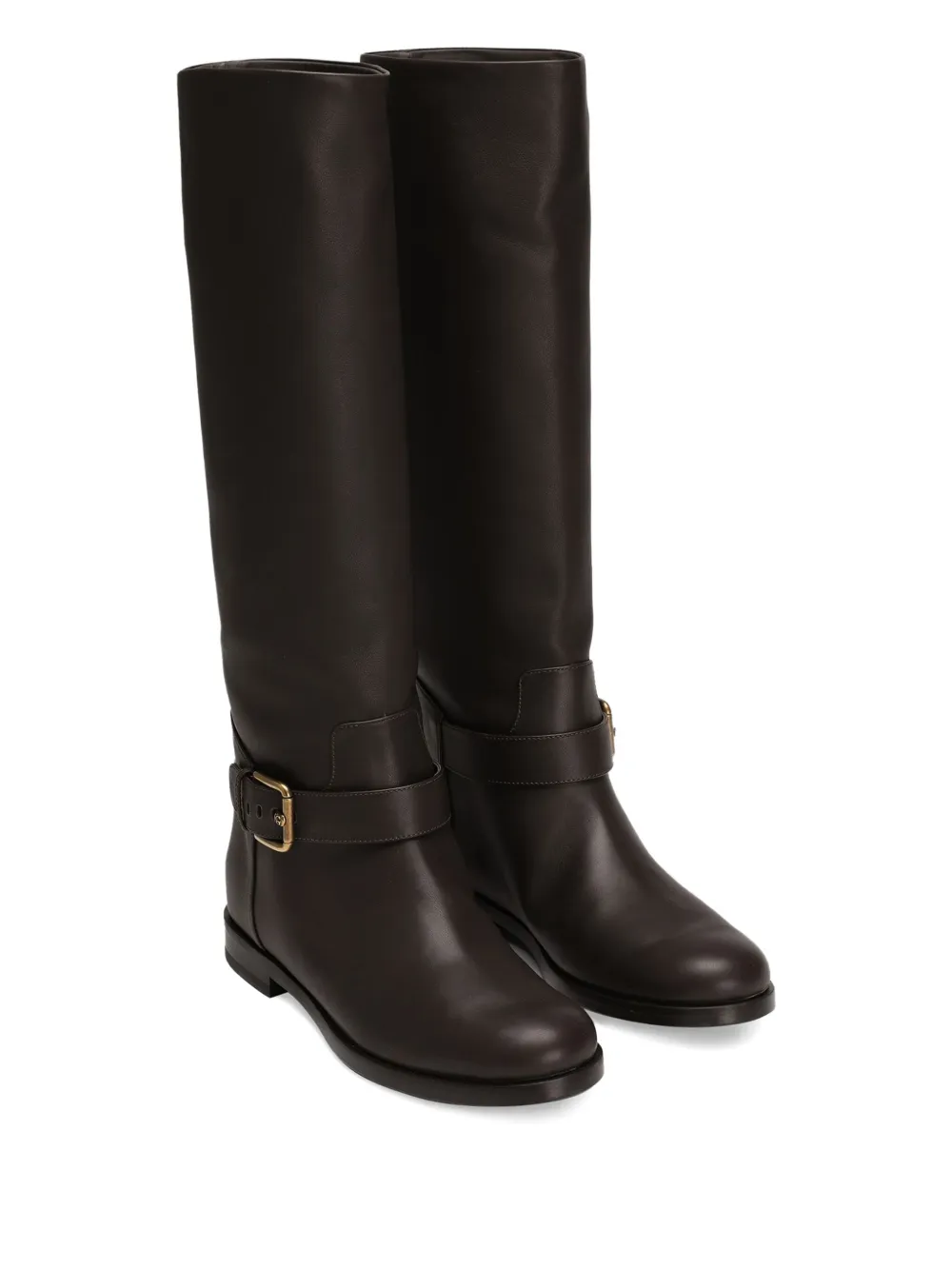 Dolce & Gabbana buckle-strap leather boots Brown