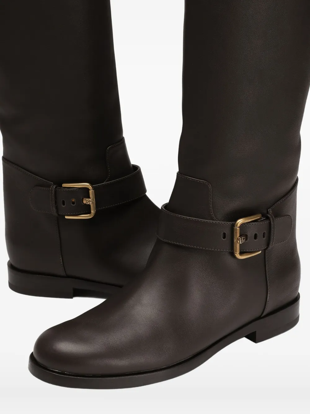 Dolce & Gabbana buckle-strap leather boots Brown
